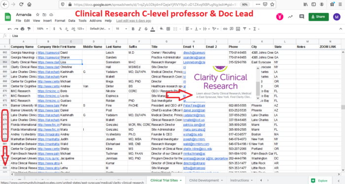 clinical research doc list